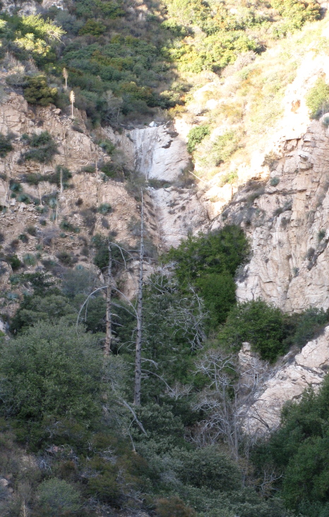 Dry waterfall high up another canyon.