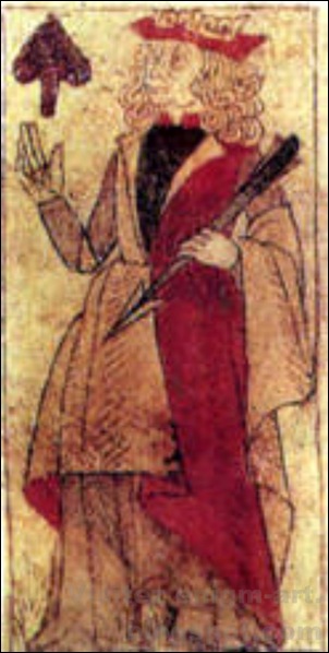 Roi de pique, Jeu de cartes fabriqué à Lyon, 1490 [1600x1200]