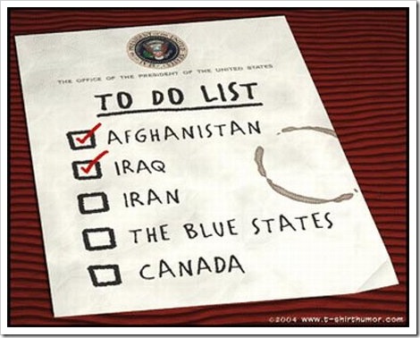 Funny To Do Lists | George Bush invading Iraq.