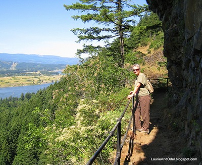 High on the Gorge wall, a trail has been carved out of the cliff.