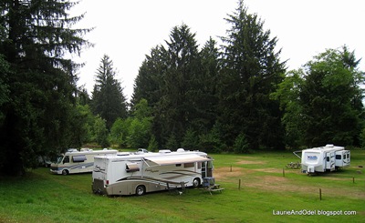 Looking down on the campsites at the Tillamook Elks RV Park