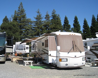 Our roomy site at the  Napa Elks Lodge