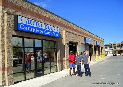 Odel, Ryan and Jason outside Auto Docs