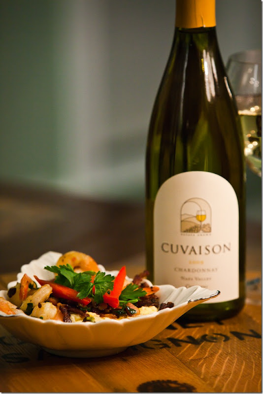 Shrimp and Grits with Cuvaison Chardonnay