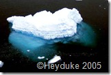 blue ice below clear cold water