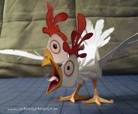 Two Headed Chicken Papercraft
