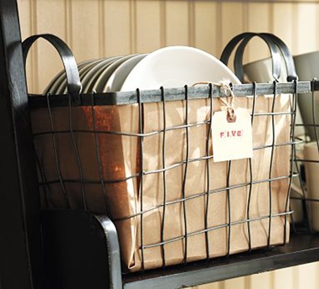 wired basket with handles