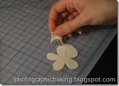 Cutting out gum paste flowers