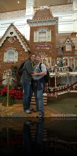 Enchanted Rose and me in front of Gingerbread House