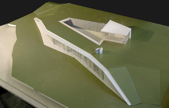 3d modeling pavilion with green rooftop