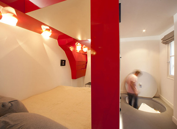 minimalist elegant red modular decor bed design