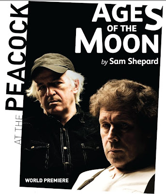 shot of programme flier for AGES OF THE MOON by Sam Shepard at the Peacock Theatre, Dublin. Photo shows two people looking at the camera - Sean McGinley and Stephen Rea.