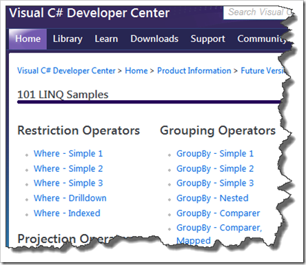 Greg's Cool [Insert Clever Name] of the Day: An oldie but a goodie, 101  LINQ Samples (C# and VB)