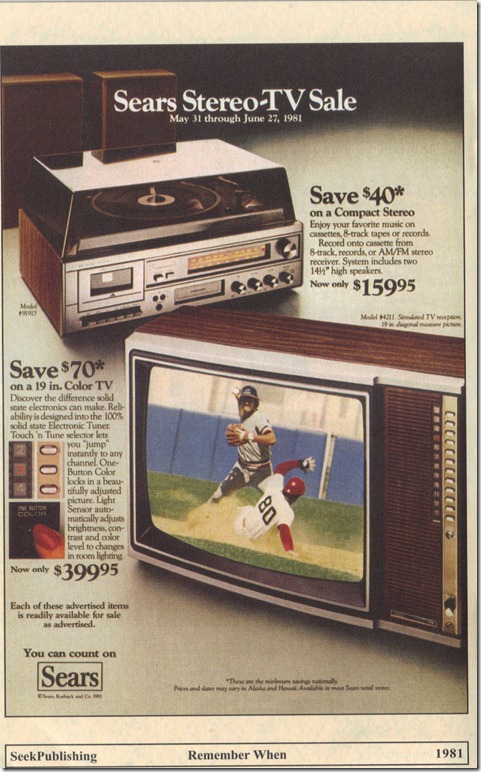 1981 Sears Stereo-TV Sale Print Ad 1981 Sears Stereo-TV Sale Print Ad
