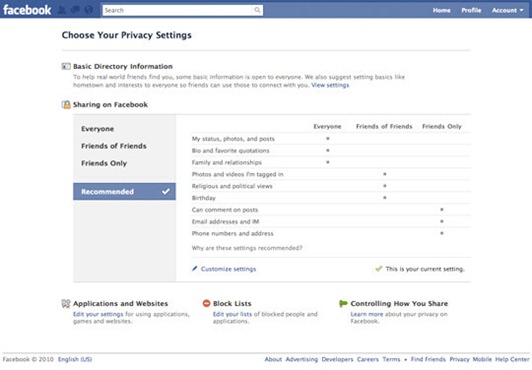facebook simple control privacy settings
