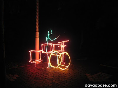A drummer made from a series of lights, found in Tagum City