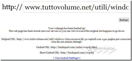 Backup web page