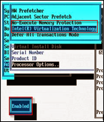Enable VT and EVC in the Hewlett Packard (HP) BIOS