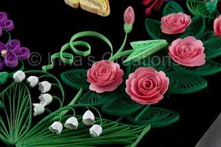 Quilled roses and lily-of-the-valley