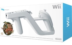 A Wii Zapper. Vejam o logotipo do jogo no canto da caixa.