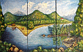 summer scene near a lake-oil painting