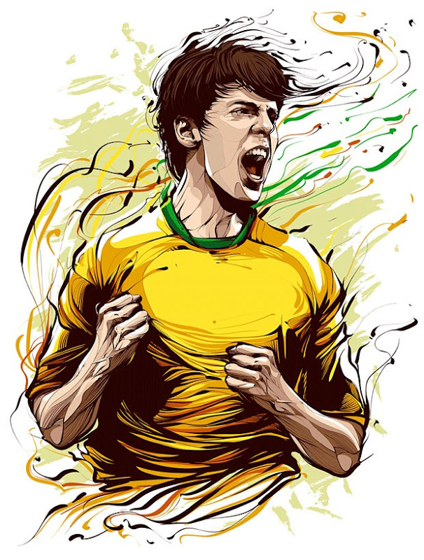 Illustrated Portrait of Kaka, Brazilian Football Player