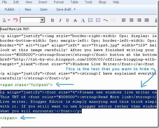 the highlighted source code refers to the hidden text 