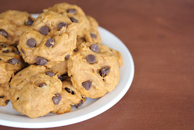 close-up photo of a plate of Sweet potato chocolate chip cookies