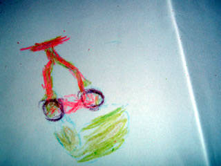 color lawn mower drawn with crayons