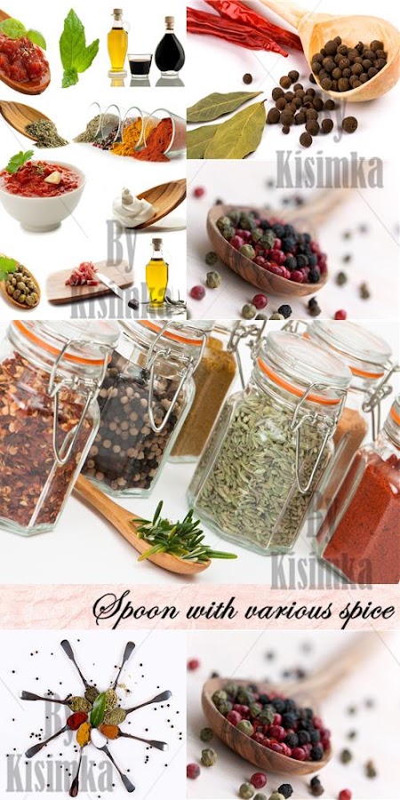 Stock Photo: Spoon with various spice