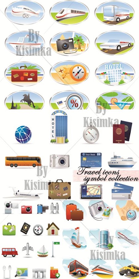Travel icons symbol collection
