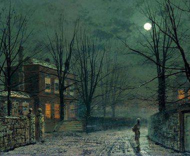 The Old Hall Under Moonlight by John Grimshaw