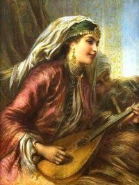 A Girl Playing Lute by Egron Lundgren