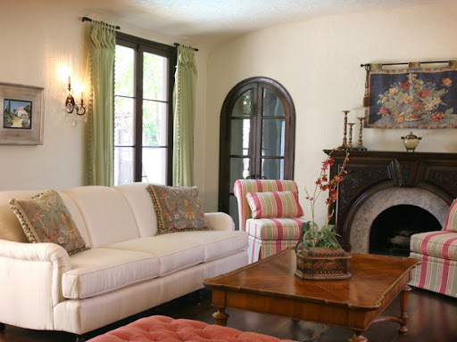living room with fireplace decorating. Elegant-living-room-with-white