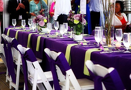 purple and green wedding tablescap