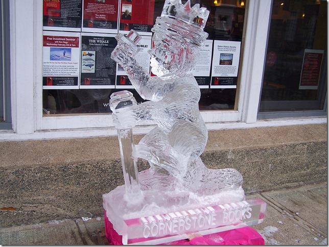 Cornerstone Books' ice sculpture, February 2010