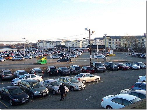 Salem Depot parking lot, nearly full at 7:30 AM
