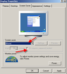 screen saver settings in Windows XP