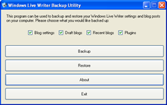 Windows Live Writer Backup utility