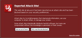 Firefox reported Attack site