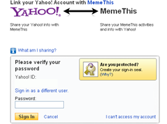 Link Yahoo account with MemeThis