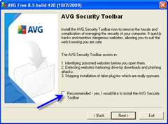 uncheck avg security toolbar