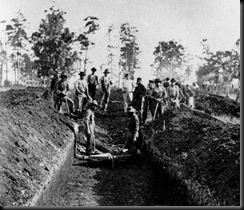 Union prisoners being buried at Andersonville