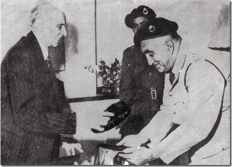 Quaid-e-Azam Receiving a Karakuli Jinnah Cap from the Balochistan National Guards, 1948