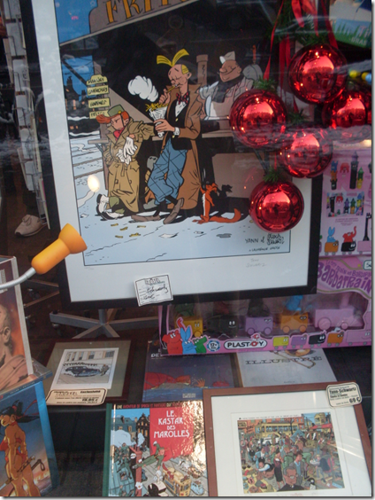 La vetrina di un negozio di fumetti a Bruxelles