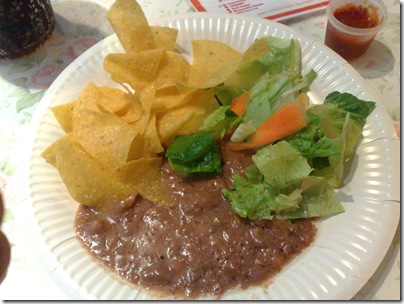 Tortilla Chips with Salsa and Refried beans