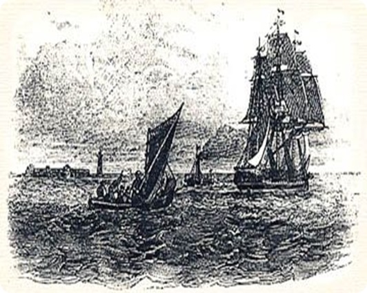 Ship leaving Liverpool at sea