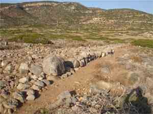 Photo courtesy Professor Vance Watrous. The remains of a coastal fortification wall. 