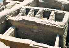 The structure of a house from the Mauryan period found during the excavation.