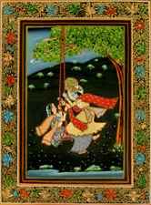 This 19th-century Indian depiction of ‘Krishna and Radha on a Swing’ is part of an exhibition exploring the female image in different religions and eras